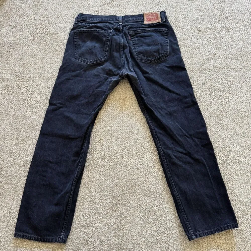 Levi's 505 Jeans Mens 36x32 Black Dark Wash Regular Straight Denim 5 Pocket